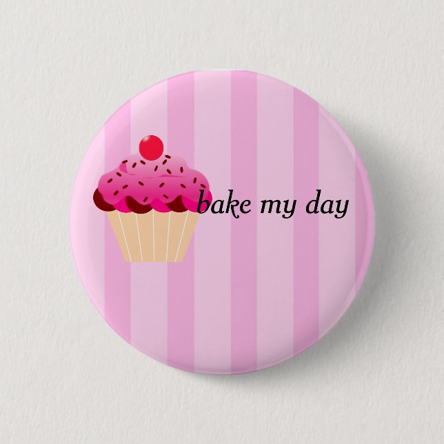 Badge Rond 5 Cm faites mon rose de petit gâteau de jour (Devant)