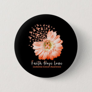 Badge Rond 5 Cm Faith Hope Love Leukemia Sensibilisation Orange Ru