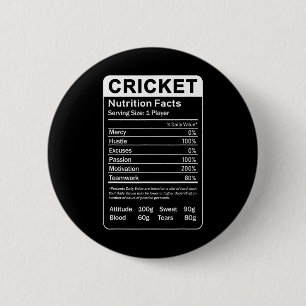 Badge Rond 5 Cm Faits nutritionnels de cricket joueur sarcastique