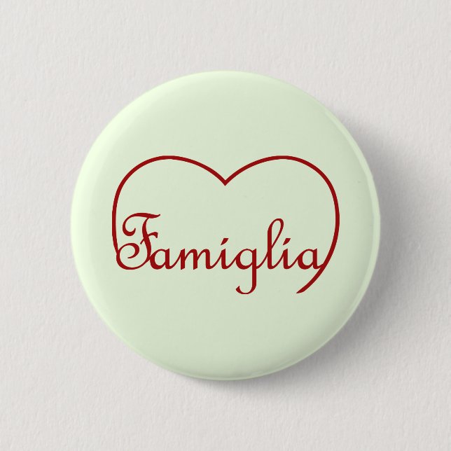 Badge Rond 5 Cm Famiglia Italien Coeur de famille Rouge (Devant)