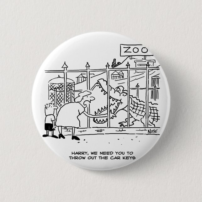 Badge Rond 5 Cm Famille au Zoo. Papa avalé par Alligator (Devant)