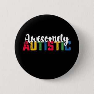 Badge Rond 5 Cm Famille de fille Biy autiste awesomely