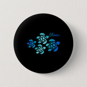Badge Rond 5 Cm Famille de tortues de mer d'Ohana Hawaii Vacances 