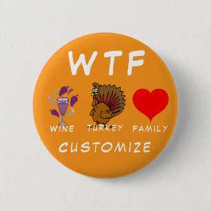 Badge Rond 5 Cm Famille Dinde Vin Foudre WTF_Cove
