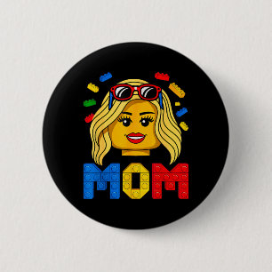 Badge Rond 5 Cm Famille Maman Maître Constructeur Briques Blocs