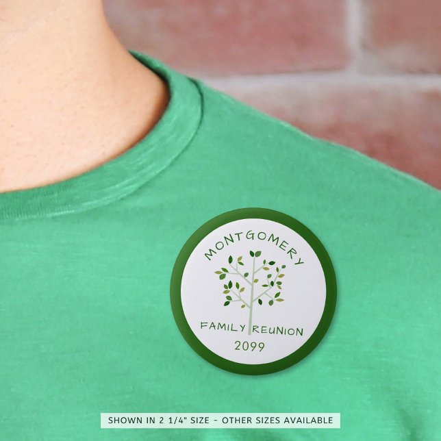 Badge Rond 5 Cm Famille Réunion arbre généalogique vert personnali (Créateur téléchargé)