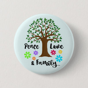 Badge Rond 5 Cm Family Tree Peace Love Family Reunion Round Cadeau
