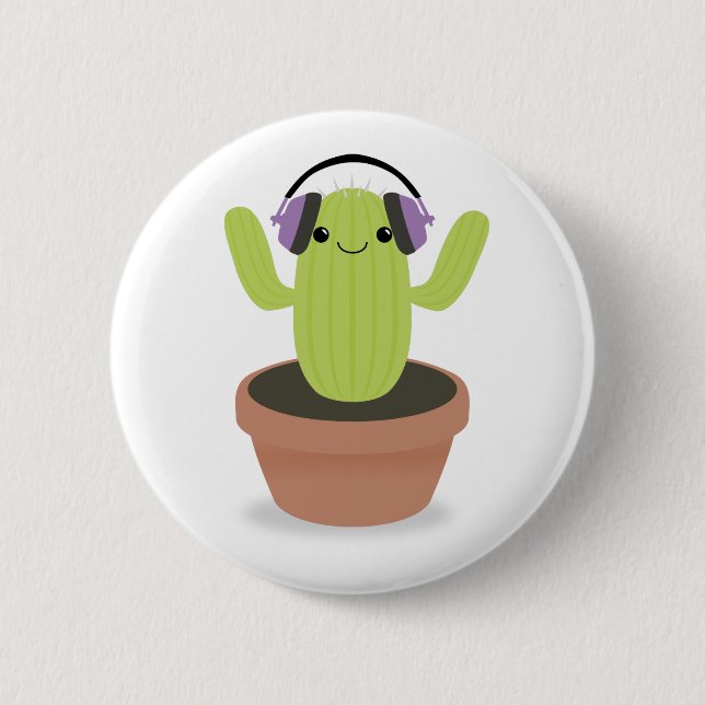 Badge Rond 5 Cm fan de musique Cactus (Devant)