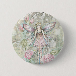 Badge Rond 5 Cm Fanciing Rose Fairy