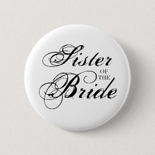 Badge Rond 5 Cm Fancy Soeur de la mariée Noire