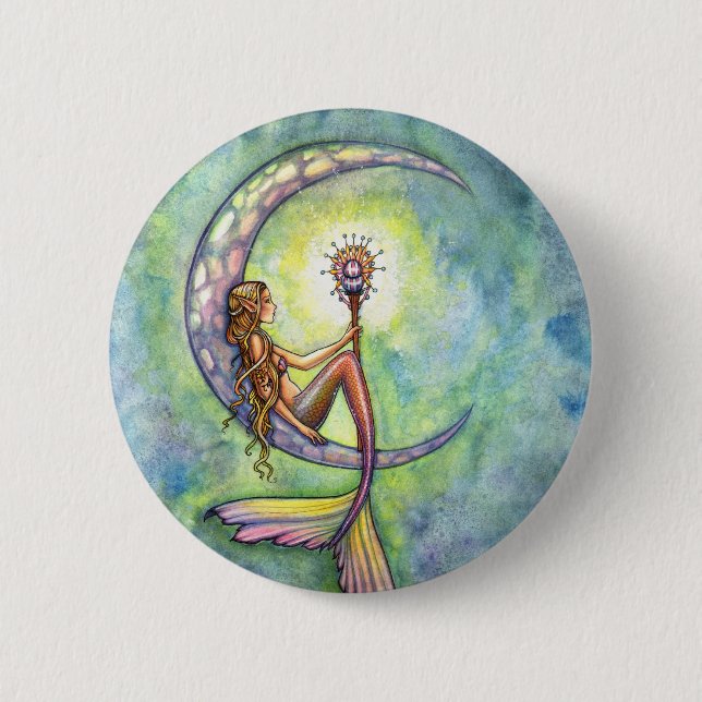 Badge Rond 5 Cm Fantaisie de sirène Art féerique par Molly Harriso (Devant)