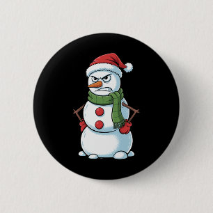 Badge Rond 5 Cm Fantastique Noël Snowman En Colère Avec Chapeau De