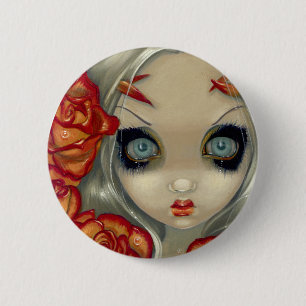 Badge Rond 5 Cm "Fantôme bouton de rose"