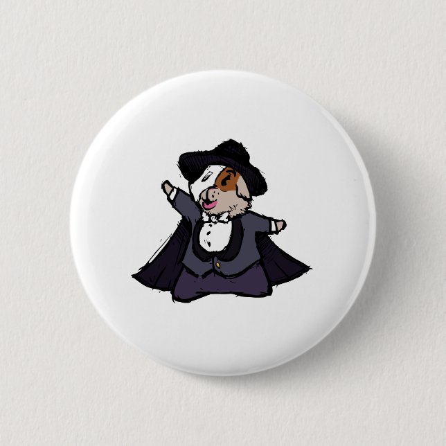 Badge Rond 5 Cm Fantôme de l'Opéra Guinéen Cochon (Devant)