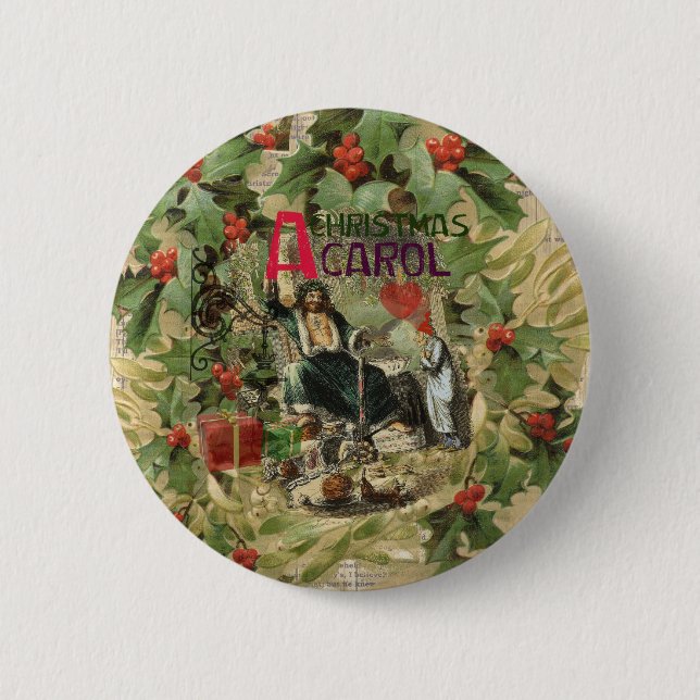 Badge Rond 5 Cm Fantôme de Noël Illustration actuelle Scrooge (Devant)