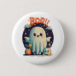 Badge Rond 5 Cm Fantôme drôle d'Halloween Bou dans la Galaxie