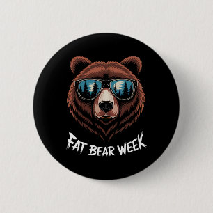 Badge Rond 5 Cm Fat Bear Week Retro Bear Sungles Nature Loisirs