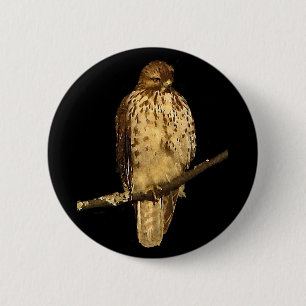 Badge Rond 5 Cm Faucon coupé la queue par rouge