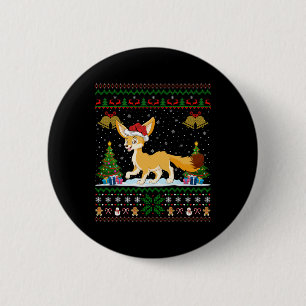 Badge Rond 5 Cm Fausses lumières d'arbre de Noël Fennec Fennec Fox