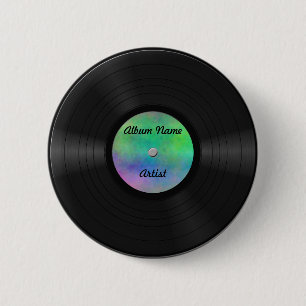 Badge Rond 5 Cm Faux disque vinyle fait sur commande