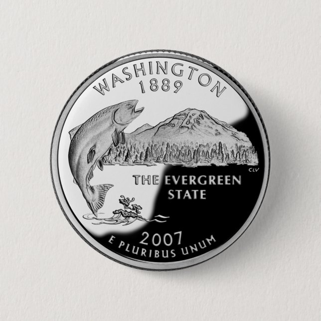 Badge Rond 5 Cm Faux Washington State Quarter (Devant)