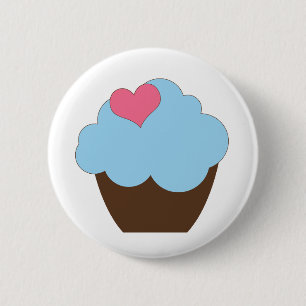 Badge Rond 5 Cm Faveur bleue de bouton de petit gâteau