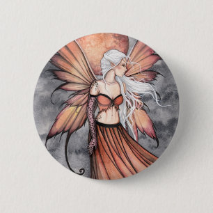 Badge Rond 5 Cm Fée d'Automne Doré