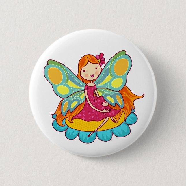 Badge Rond 5 Cm Fée de jardin (Devant)