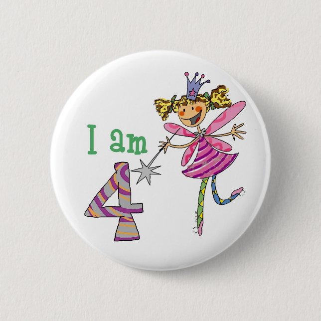 Badge Rond 5 Cm fée de princesse de 4 ans (Devant)