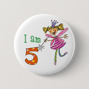 Badge Rond 5 Cm fée de princesse de 5 ans