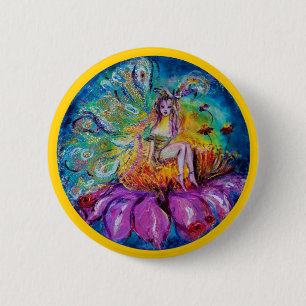Badge Rond 5 Cm FÉE DES FLEURS DANS LA NUIT Fantastique