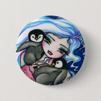 Badge Rond 5 Cm Fée d'imaginaire de pingouins de bébé de sirène