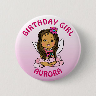 Badge Rond 5 Cm Fée personnalisée jolie fille d'anniversaire