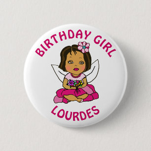 Badge Rond 5 Cm Fée personnalisée jolie fille d'anniversaire