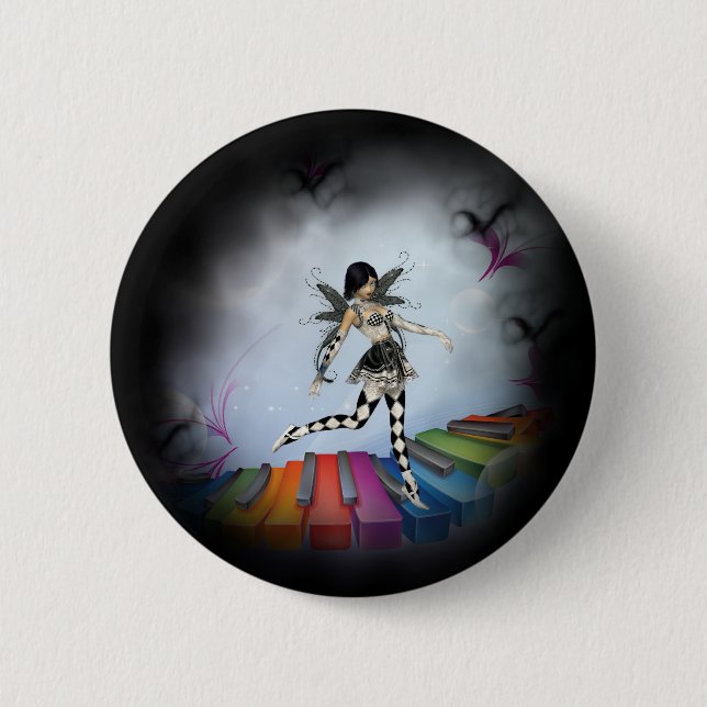 Badge Rond 5 Cm Féerie clavier musical Vignette (Devant)