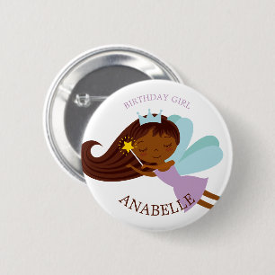 Badge Rond 5 Cm Féerie sucrée Princesse "Fille d'anniversaire" Per
