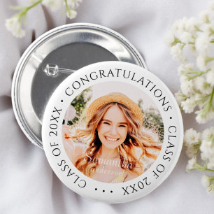 Badge Rond 5 Cm Félicitations Classe de 20XX Photo simple moderne
