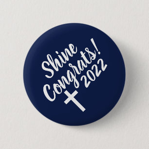 Badge Rond 5 Cm Félicitations Croix Blanche temps pour briller Gra