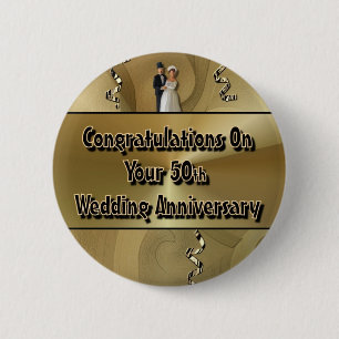 Badge Rond 5 Cm Félicitations sur votre cinquantième anniversair