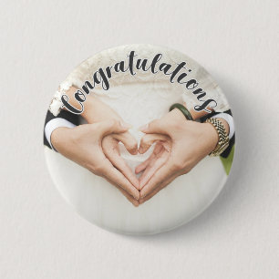Badge Rond 5 Cm FÉLICITATIONS TEXTE GRIS RECOUVREMENT Bouton phot