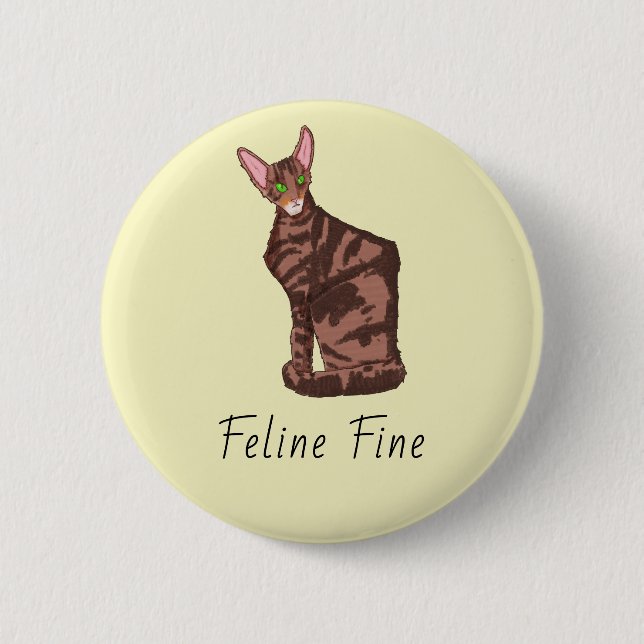 Badge Rond 5 Cm Feline fin (Devant)