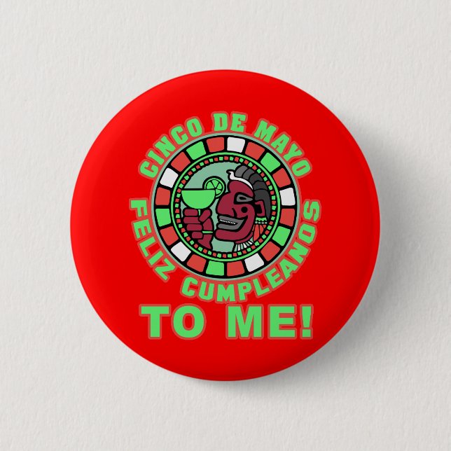 Badge Rond 5 Cm Feliz Cumpleanos à moi ! Joyeux anniversaire dans (Devant)