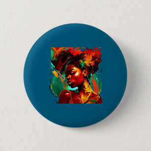 Badge Rond 5 Cm Femme afro-américaine d'art noir magnifique
