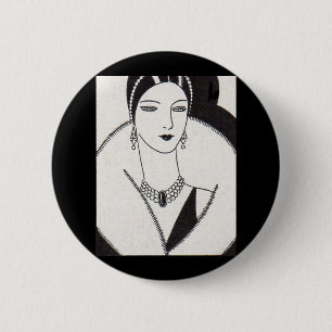 Badge Rond 5 Cm Femme art déco 1928