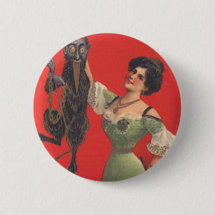 Badge Rond 5 Cm Femme attrapant Krampus