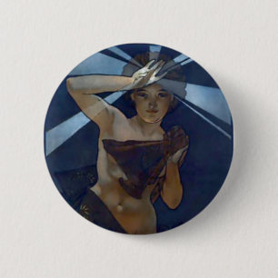 Badge Rond 5 Cm femme d'affiche de nouveau d'art d'étoile de mati