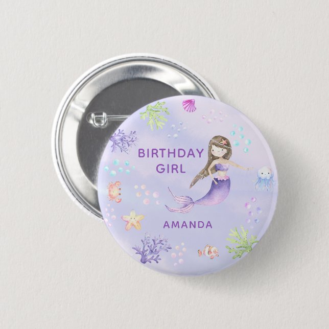 BADGE ROND 5 CM FEMME D'ANNIVERSAIRE (Devant & derrière)