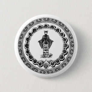 Badge Rond 5 Cm Femme de chauve-souris Vintage funky