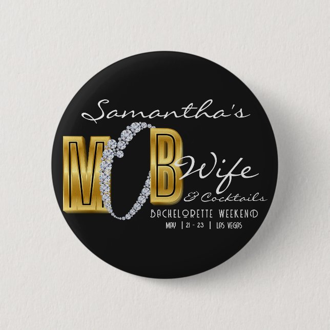 Badge Rond 5 Cm Femme de Mob & Cocktails Soirée de Bachelorette No (Devant)