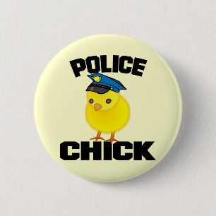 Badge Rond 5 Cm Femme de police